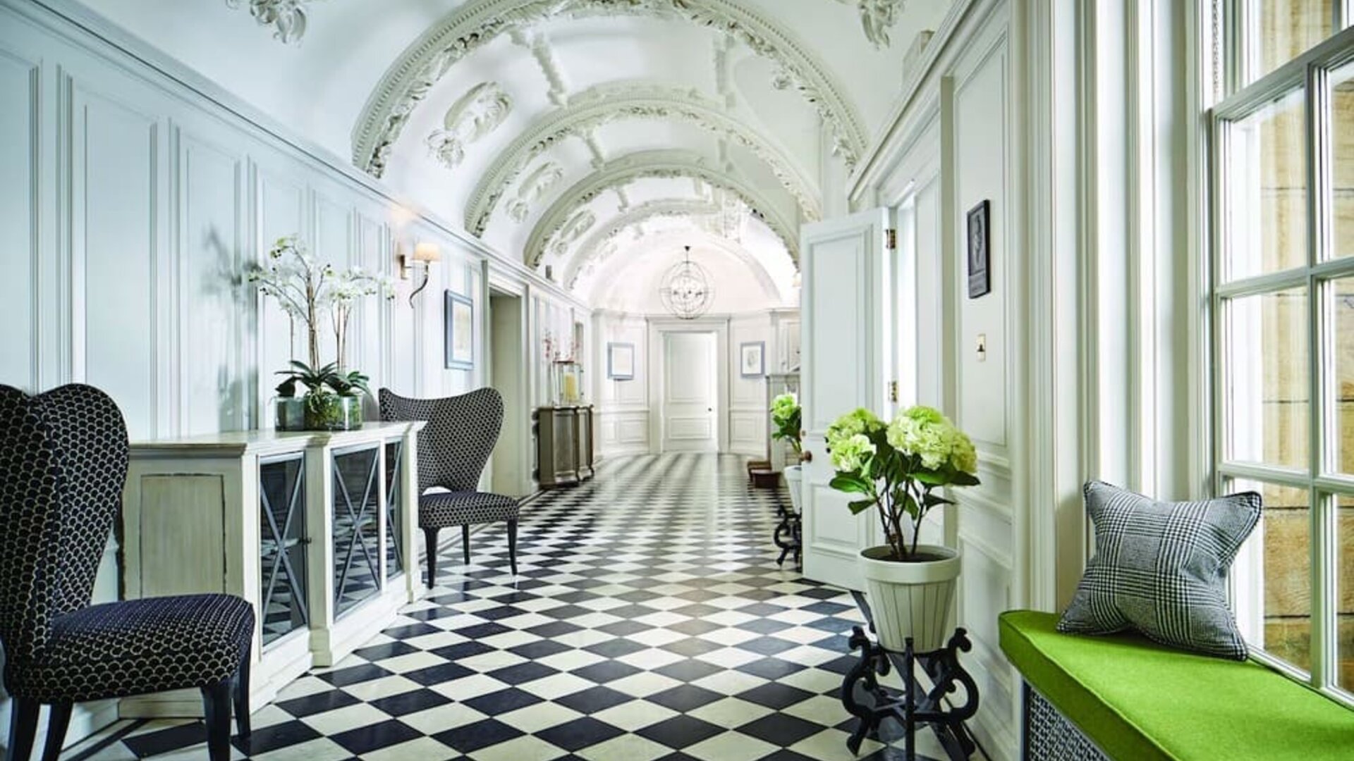 Interior hallway at Barnett Hill Hotel.
