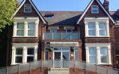 Hotel exterior at Buckingham Hotel.