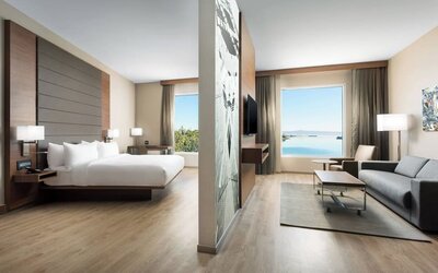 Day use room with living area at AC Hotel By Marriott SFO/Oyster Point Waterfront.