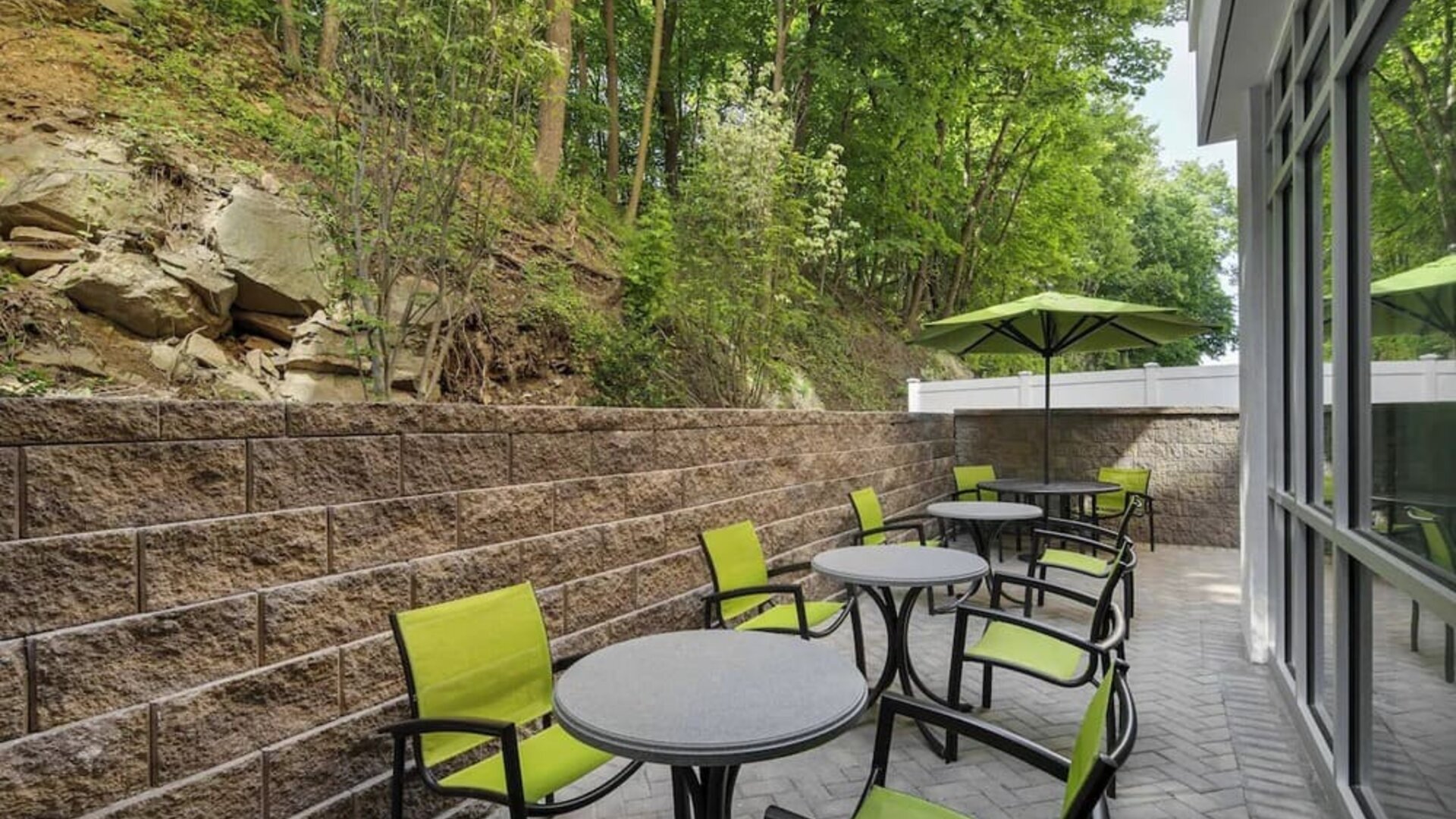 Outdoor seats available at SpringHill Suites Tuckahoe.