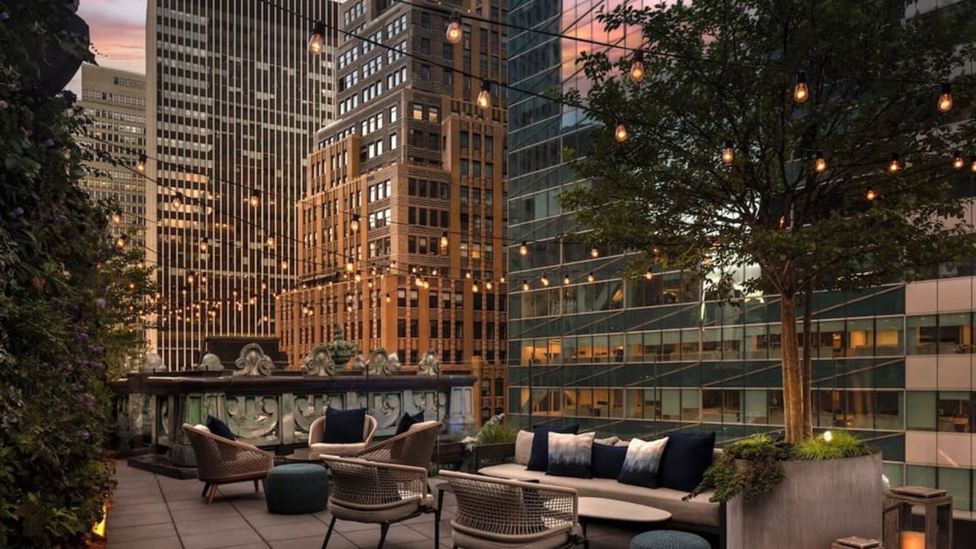Romantic rooftop terrace at The Knickerbocker Hotel.