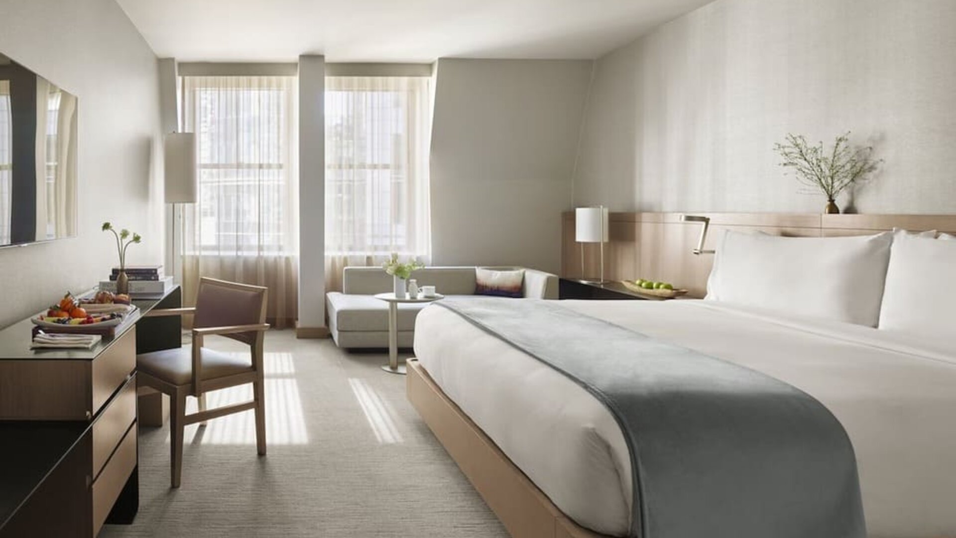 Romantic king room at The Knickerbocker Hotel.