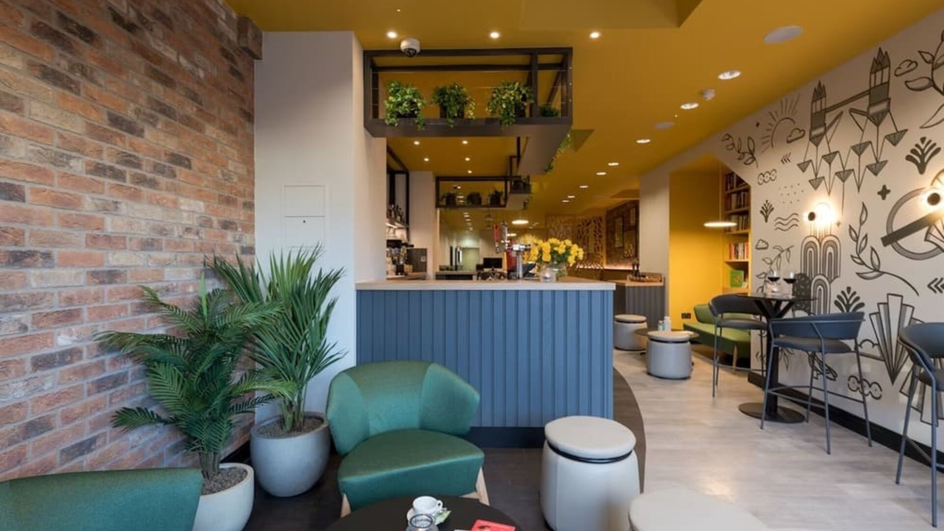 Hotel bar and coffee shop with lounge sitting at The Wesley Euston.