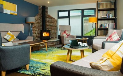 Cozy and comfortable lobby lounge at Ibis Plymouth.