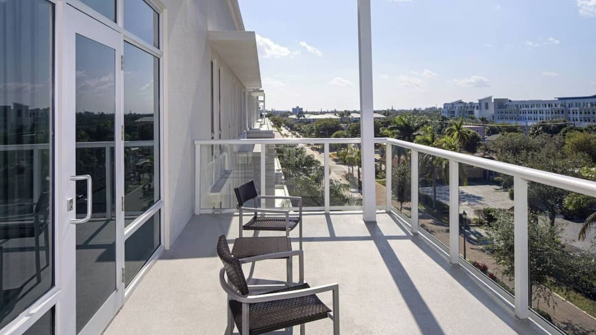 Balcony inside day use room at Courtyard Delray Beach.
