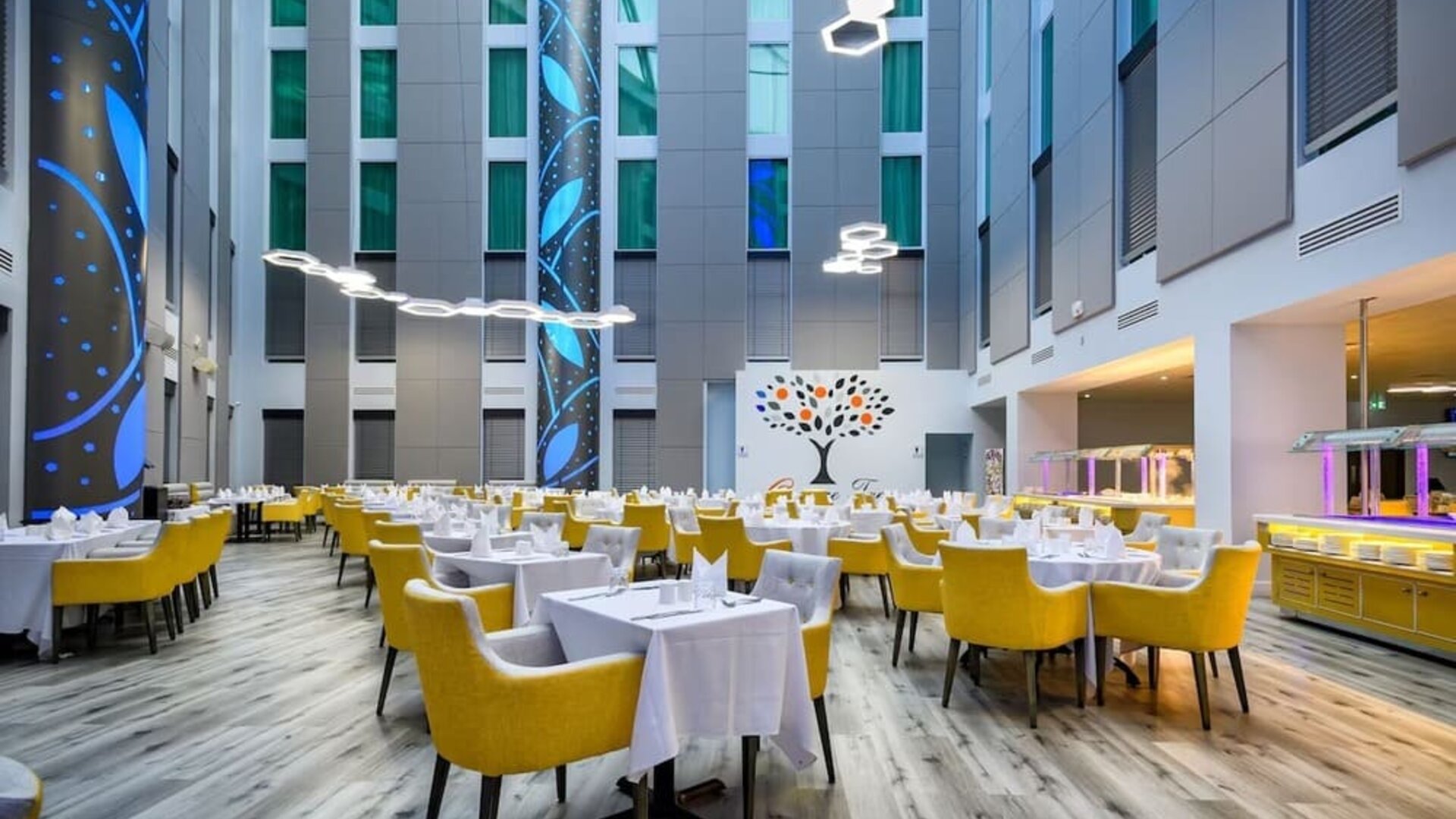 Dining area at Atrium Hotel Heathrow. 