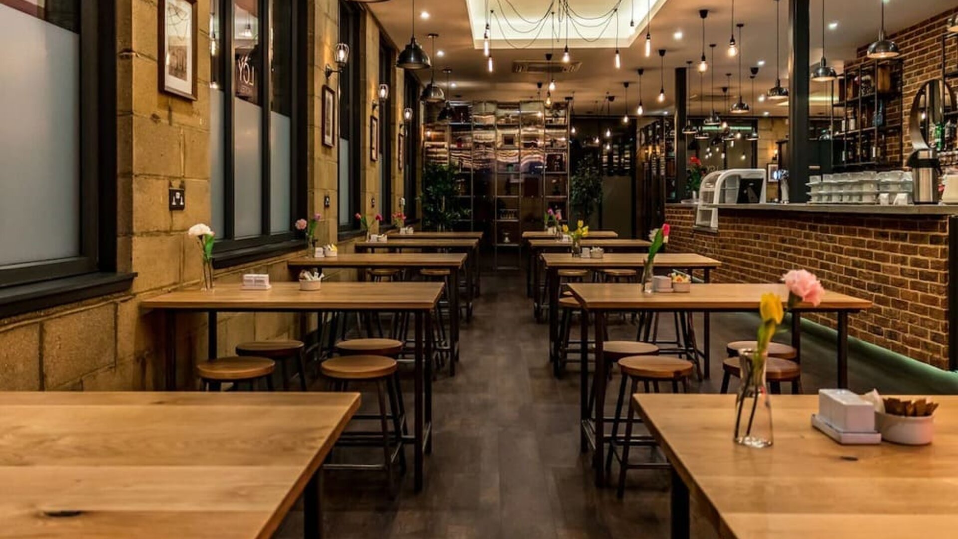 Hotel bar and seating area at London City Airport Hotel.