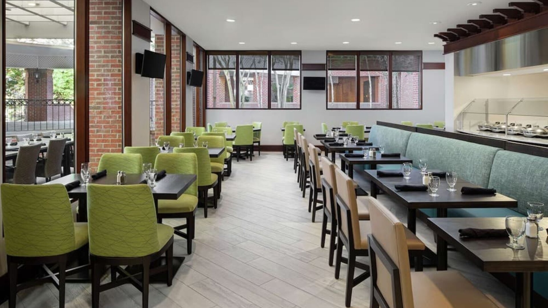 Dining area perfect for coworking at DoubleTree Suites By Hilton Hotel Charlotte - SouthPark.