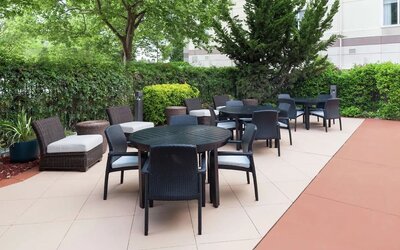 Seats in the garden available at Hilton Garden Inn Sacramento/South Natomas.
