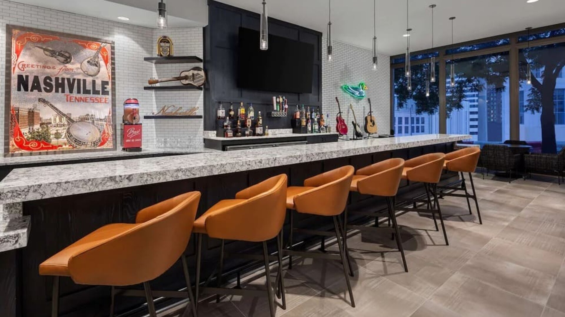 Hotel bar at Homewood Suites By Hilton Nashville.