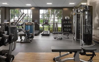 Fitness center at Marriott Boca Raton.
