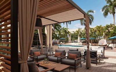 Cabanas around the outdoor pool at Marriott Boca Raton.