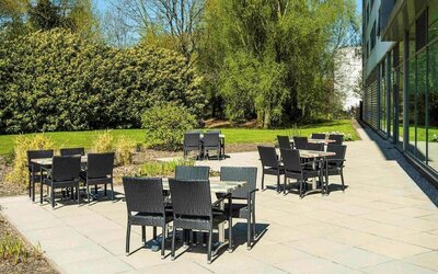 Outdoor seating at Ibis Styles Crewe.