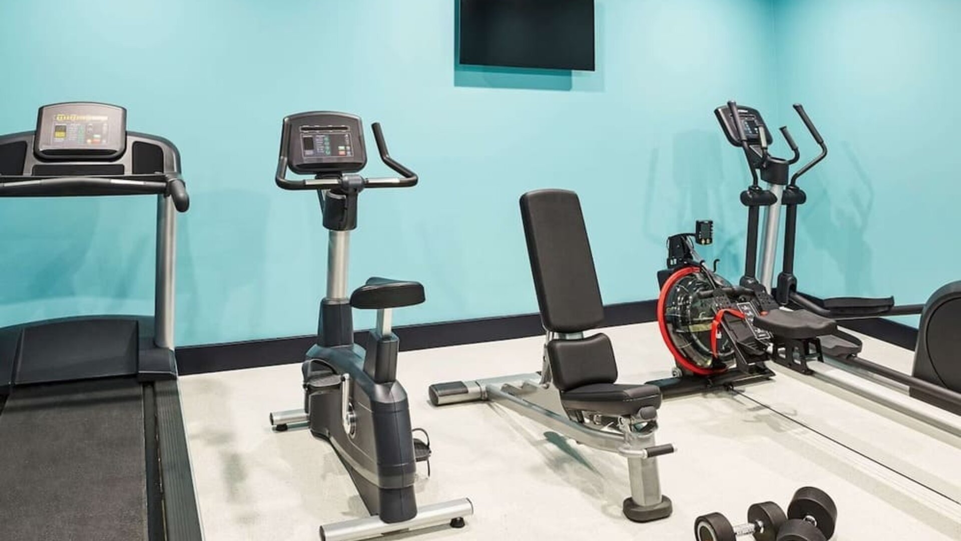 Well equipped fitness center at Adagio Aparthotel Edinburgh Royal Mile.
