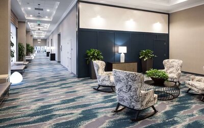 Lobby and coworking lounge at Hilton Garden Inn Nashville Vanderbilt.