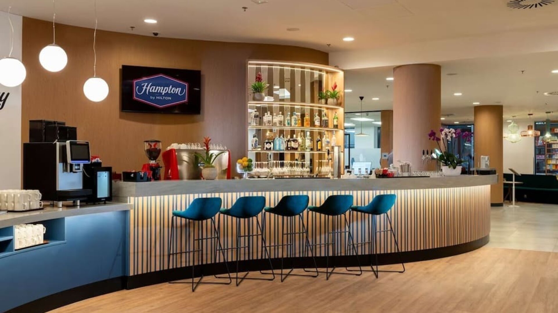 Hotel bar at Hampton By Hilton Budapest City Centre.