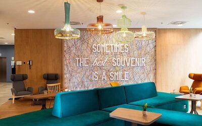 Coworking lounge at Hampton By Hilton Budapest City Centre.