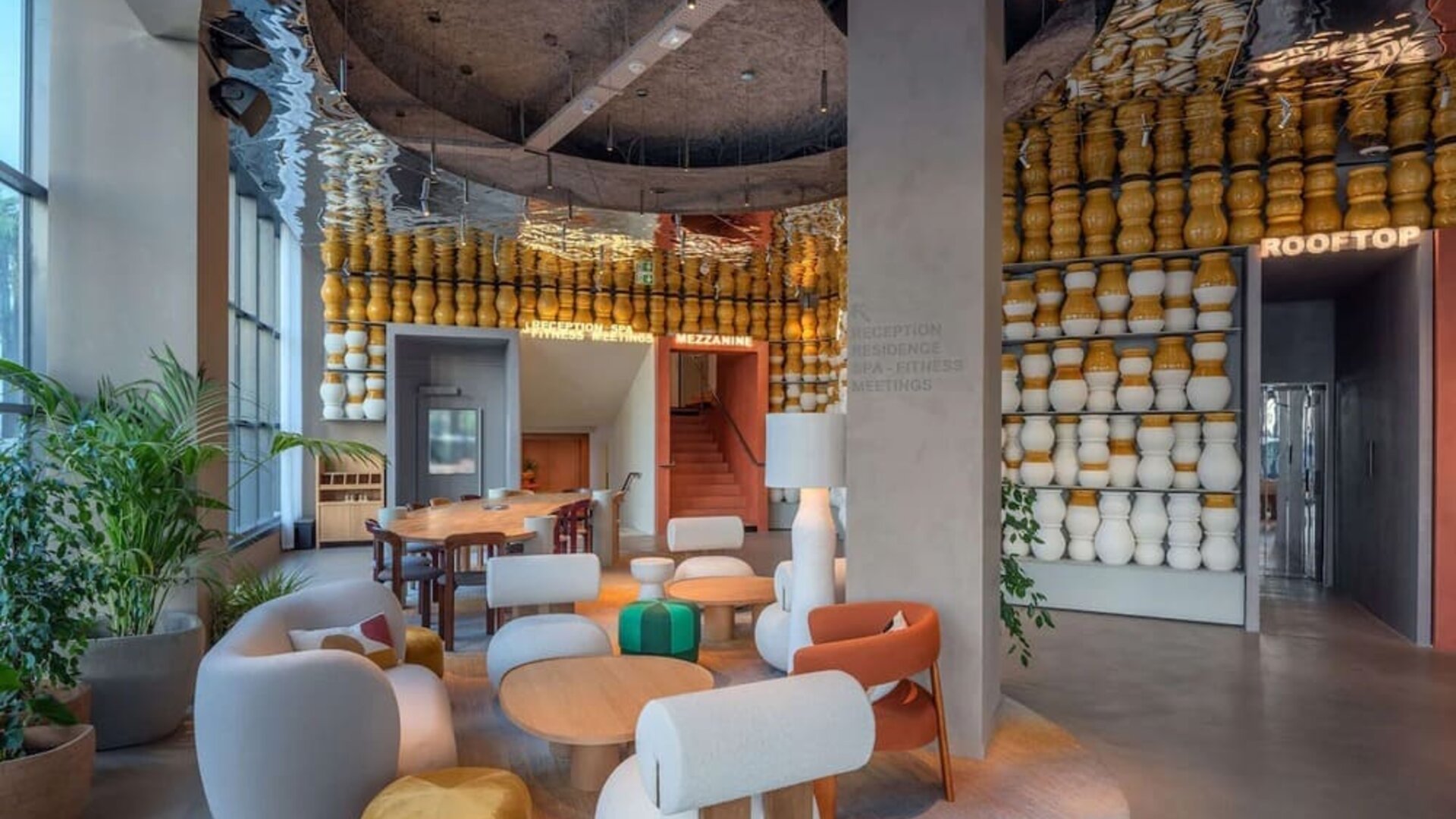 Lobby seating at Canopy By Hilton Cannes.