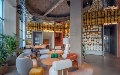 Lobby seating at Canopy By Hilton Cannes.