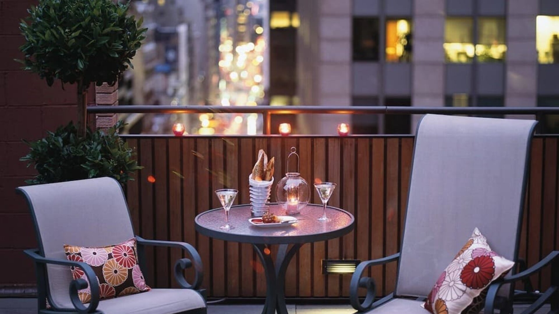 Rooftop lounge chairs at The Muse New York.