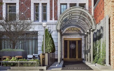 Hotel entrance at Viceroy Chicago.