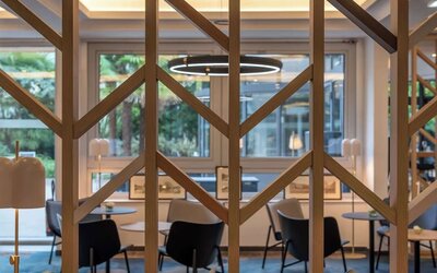 Reception and lobby seating at DoubleTree By Hilton Paris Bougival.