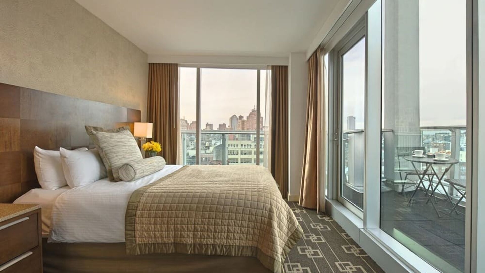 Day use room with city views at Wyndham Garden Chinatown NYC.