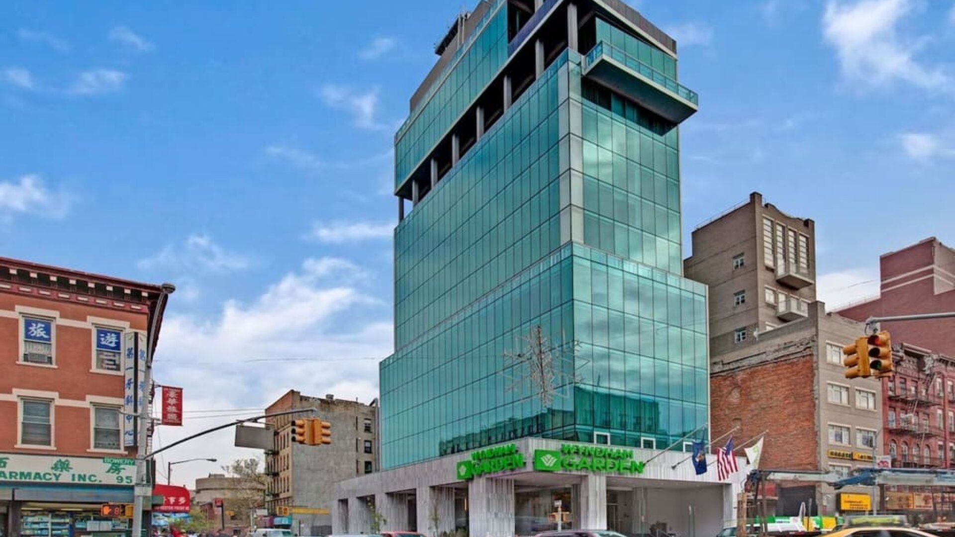 Hotel exterior at Wyndham Garden Chinatown NYC.