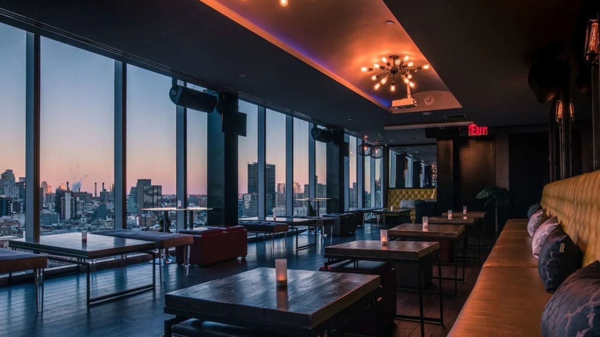 Bar with city view at Wyndham Garden Chinatown NYC.