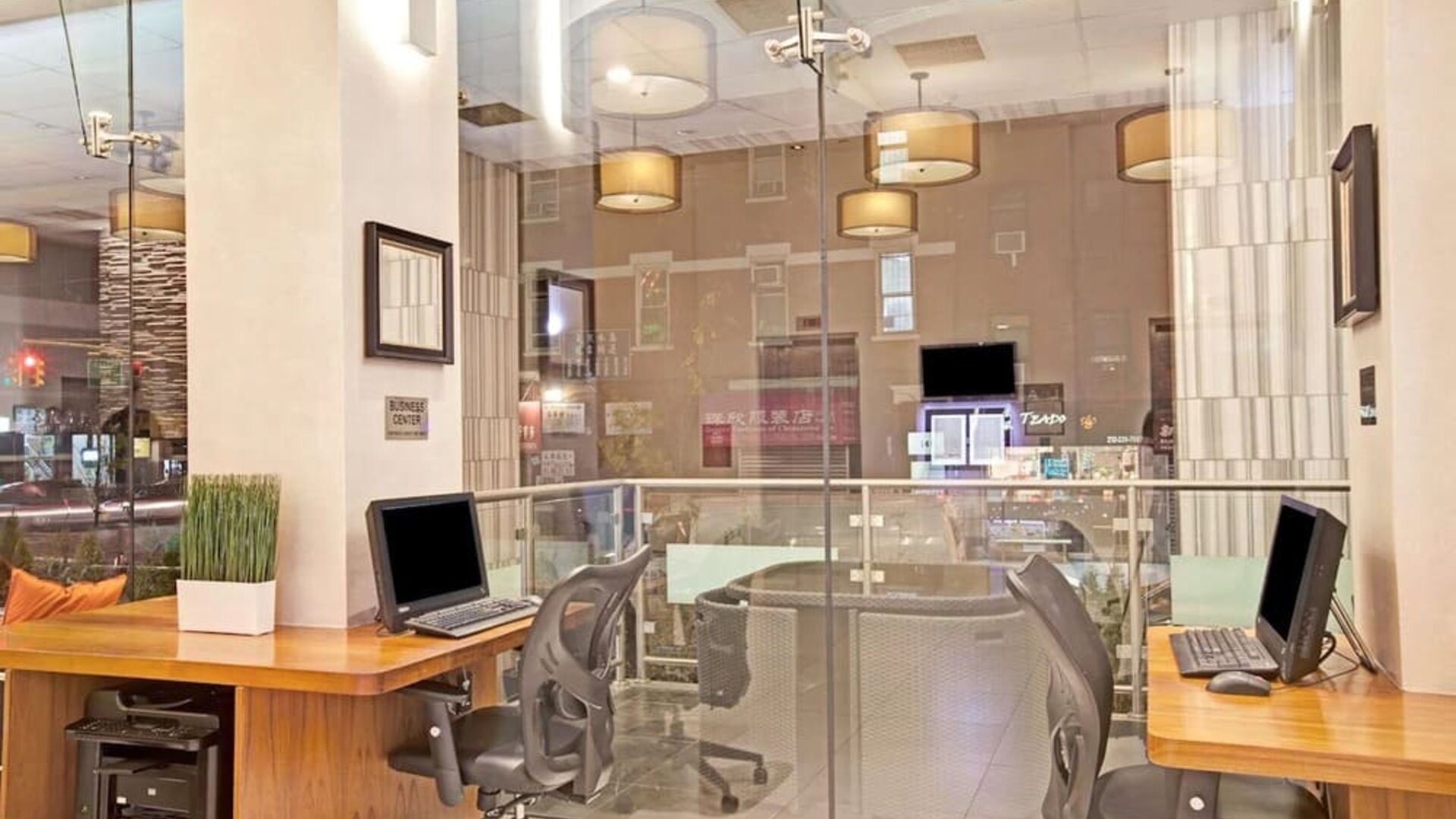 Business center at Wyndham Garden Chinatown NYC.