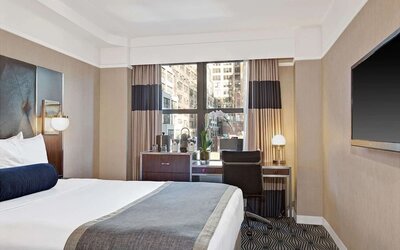 Day use room with work desk at The New Yorker Hotel, A Wyndham Hotel.