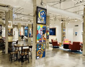 Lobby and coworking lounge at Plunge Beach Resort.