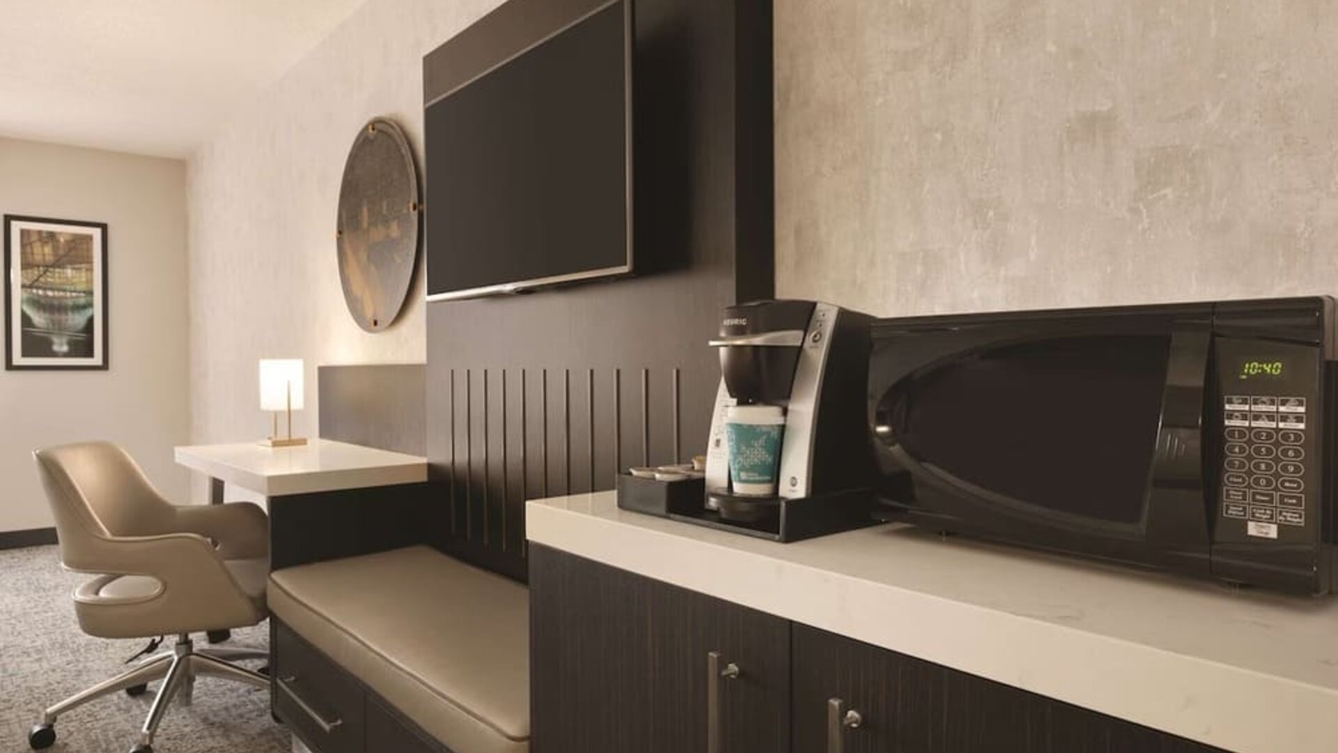 Day use room's workspace at Hilton Garden Inn Washington DC Downtown.