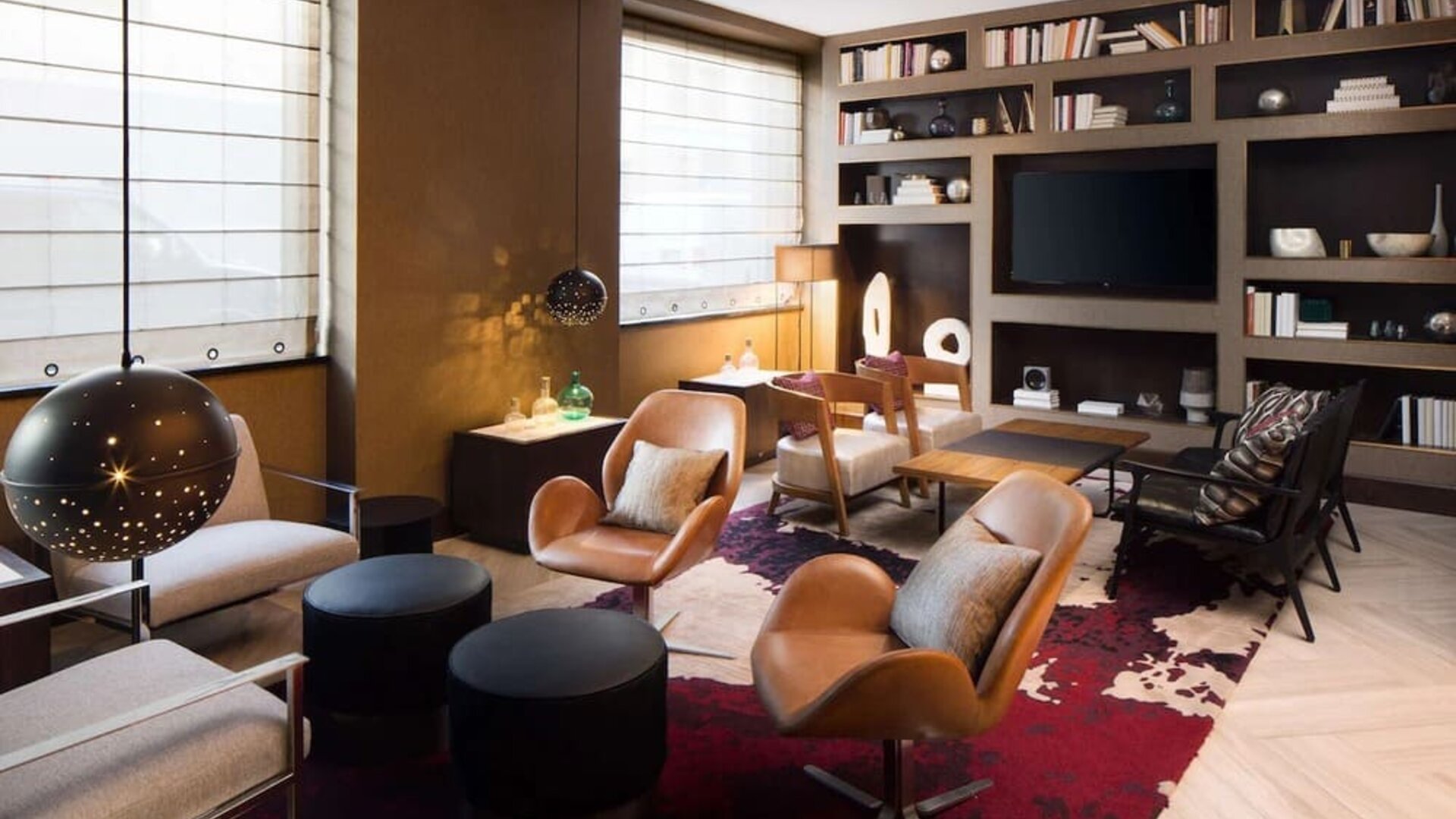 Cozy lounge and coworking space at Hilton Brooklyn New York.
