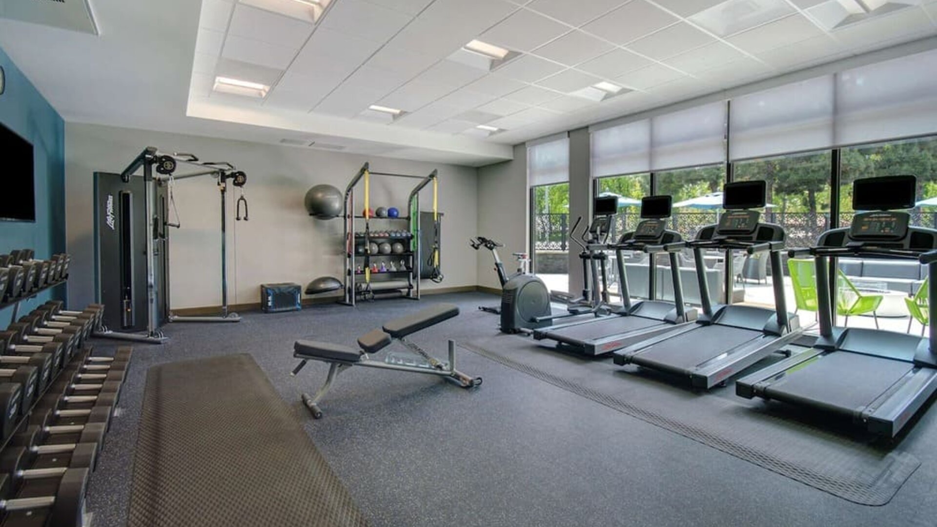 Fitness center at Hampton Inn & Suites Sunnyvale Silicon Valley.