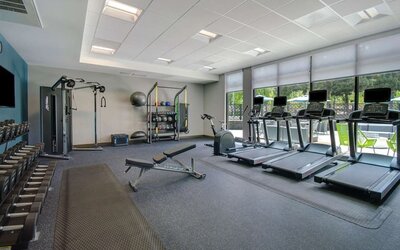 Fitness center at Hampton Inn & Suites Sunnyvale Silicon Valley.