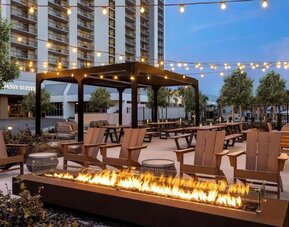 Firepit in courtyard of Embassy Suites By Hilton Myrtle Beach Oceanfront Resort.