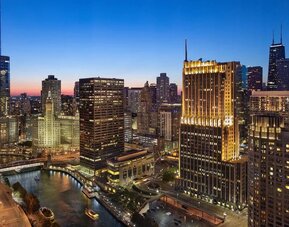 City skyscrapers at Swissotel Chicago.