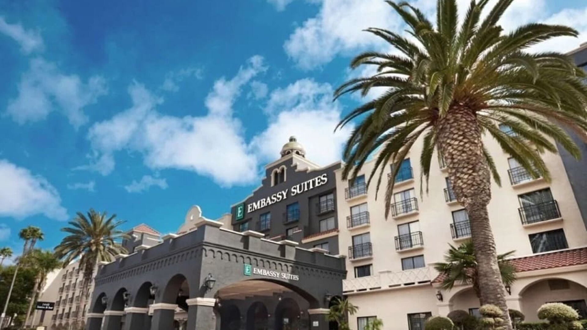 Hotel exterior at Embassy Suites By Hilton Los Angeles International Airport South.