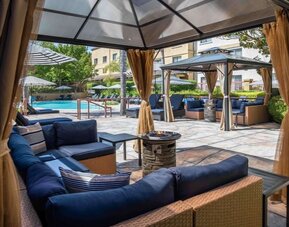 Pool cabanas at DoubleTree By Hilton Sonoma Wine Country.