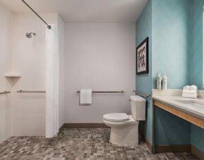 Private guest bathroom with shower at Hilton Garden Inn Nashville West End Avenue.