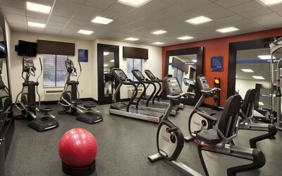 Well equipped fitness center at Hampton Inn & Suites Conroe - I-45 North.