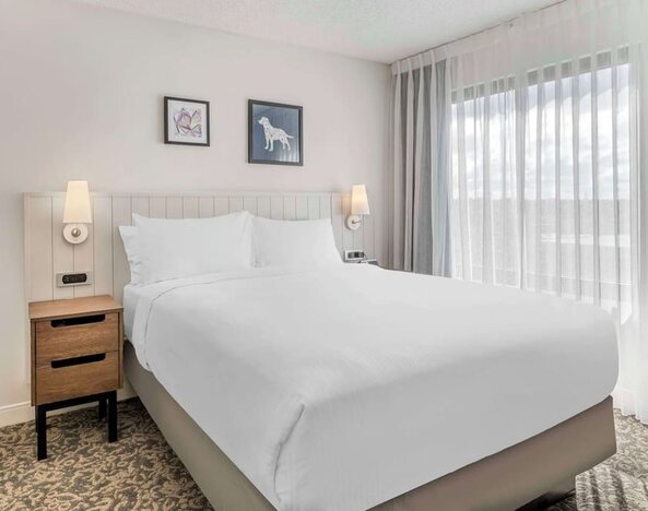 King bed at Sonesta ES Suites San Antonio Downtown Alamo Plaza.