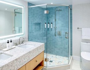 Private guest bathroom at The Fifty Sonesta Select New York.