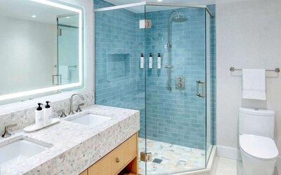 Private guest bathroom at The Fifty Sonesta Select New York.