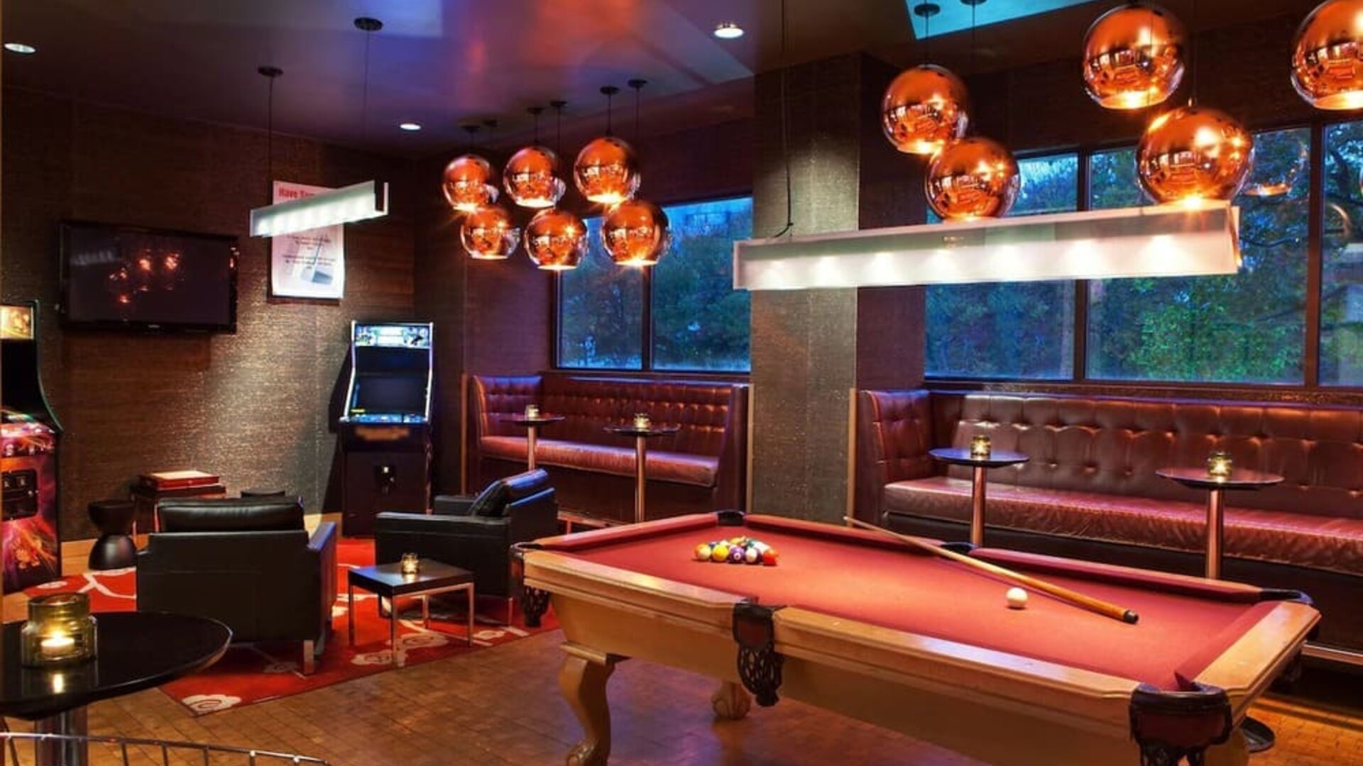 Hotel game room at Hyatt Regency New Brunswick.