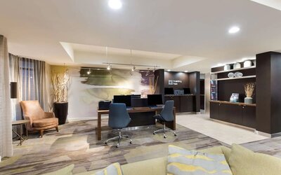 Business center with computers and printers at Sonesta Select Tempe Downtown.