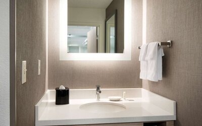 Private guest bathroom at Sonesta Select Seattle Renton.