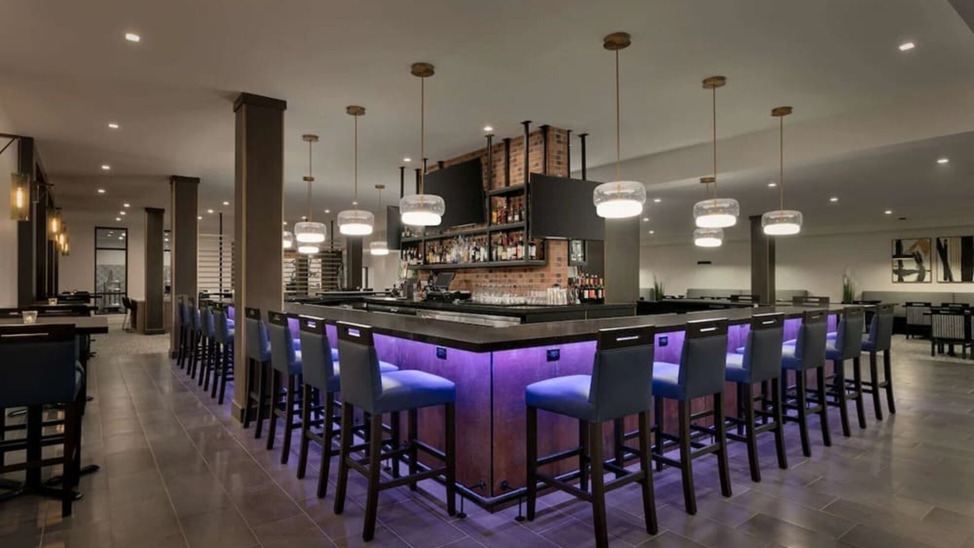 Hotel bar at DoubleTree By Hilton Canton Downtown.