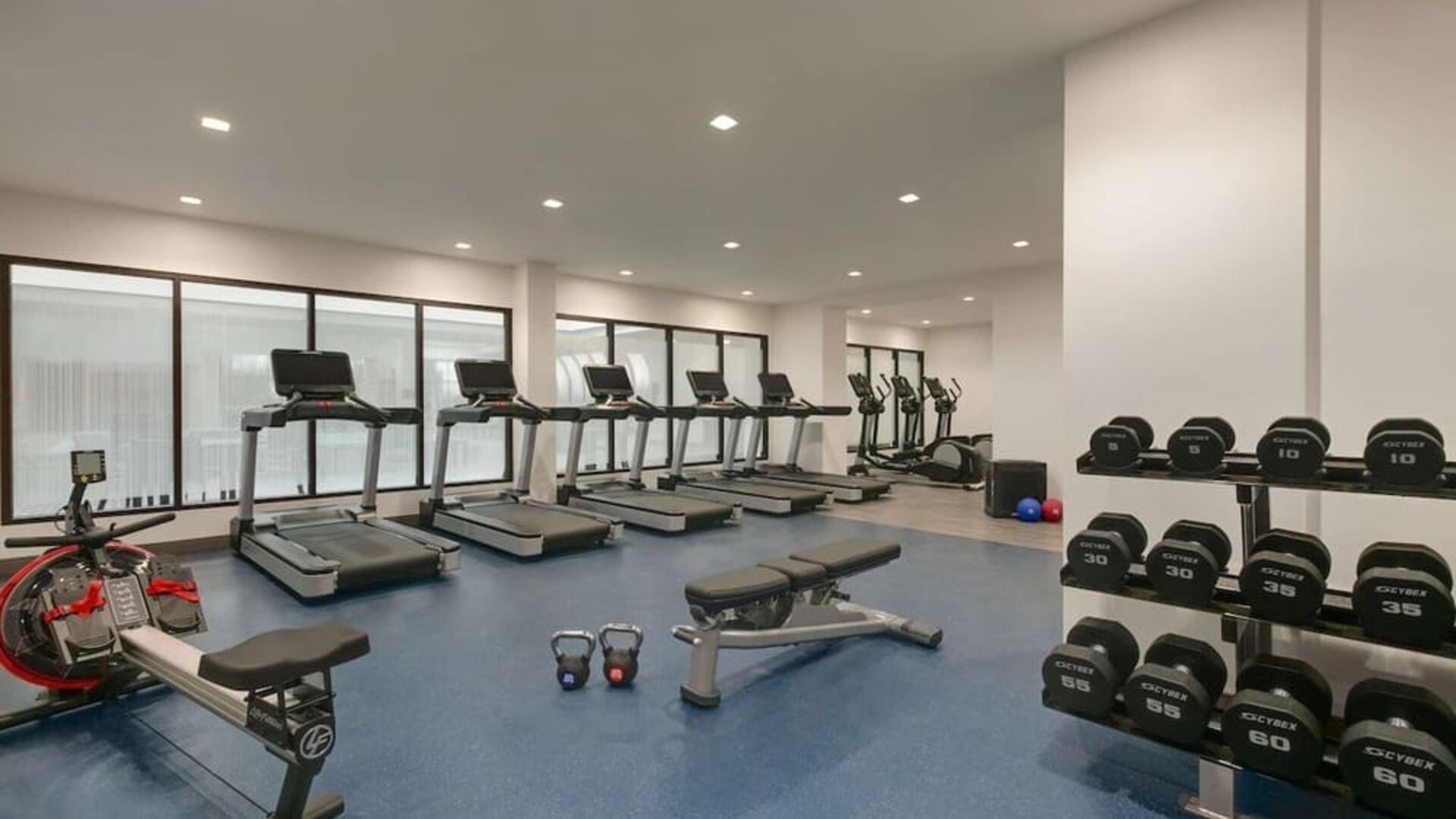 Fitness center at DoubleTree By Hilton Canton Downtown.